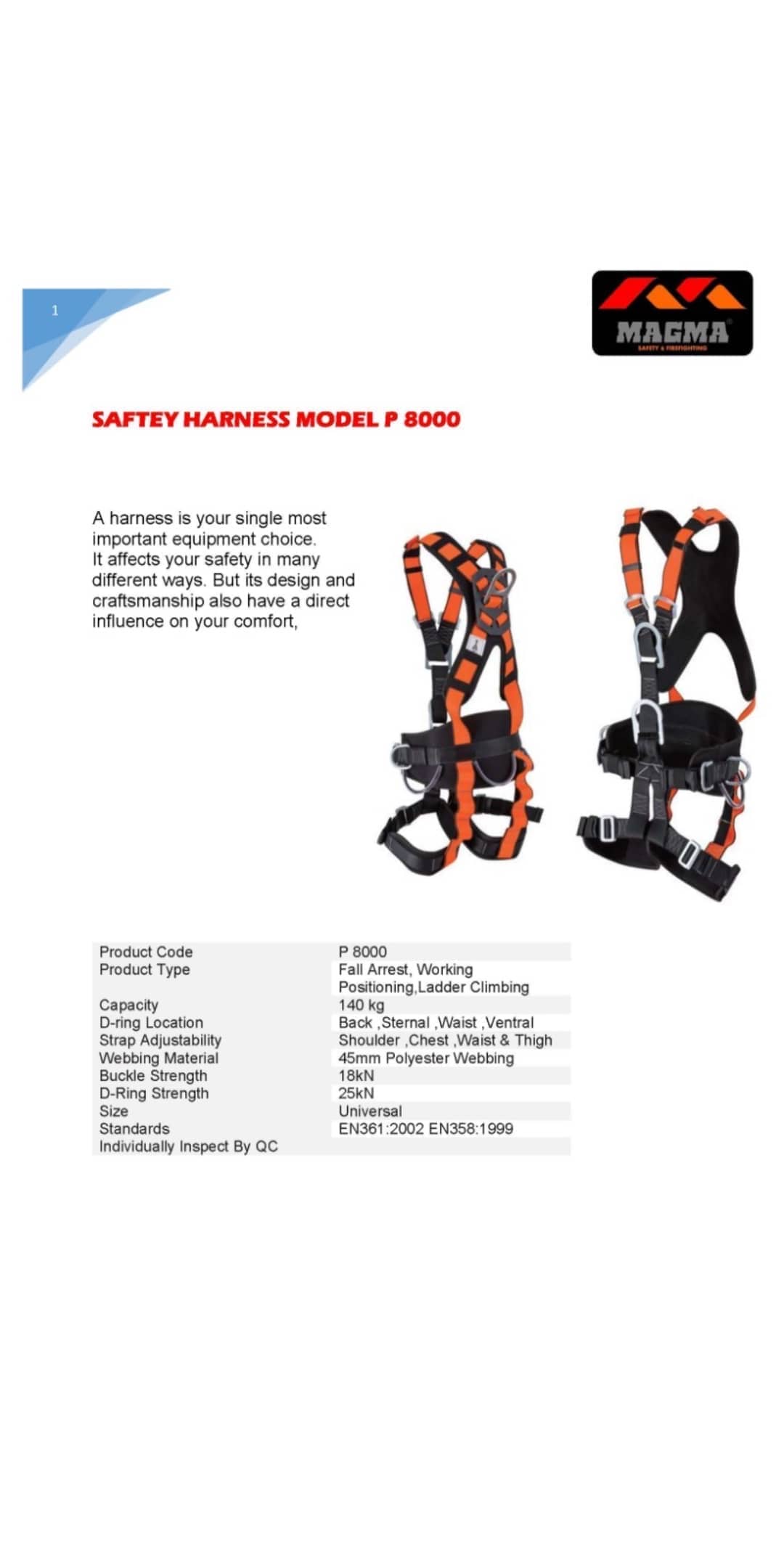 کمربندایمنی چینی p8000 کار در ارتفاع